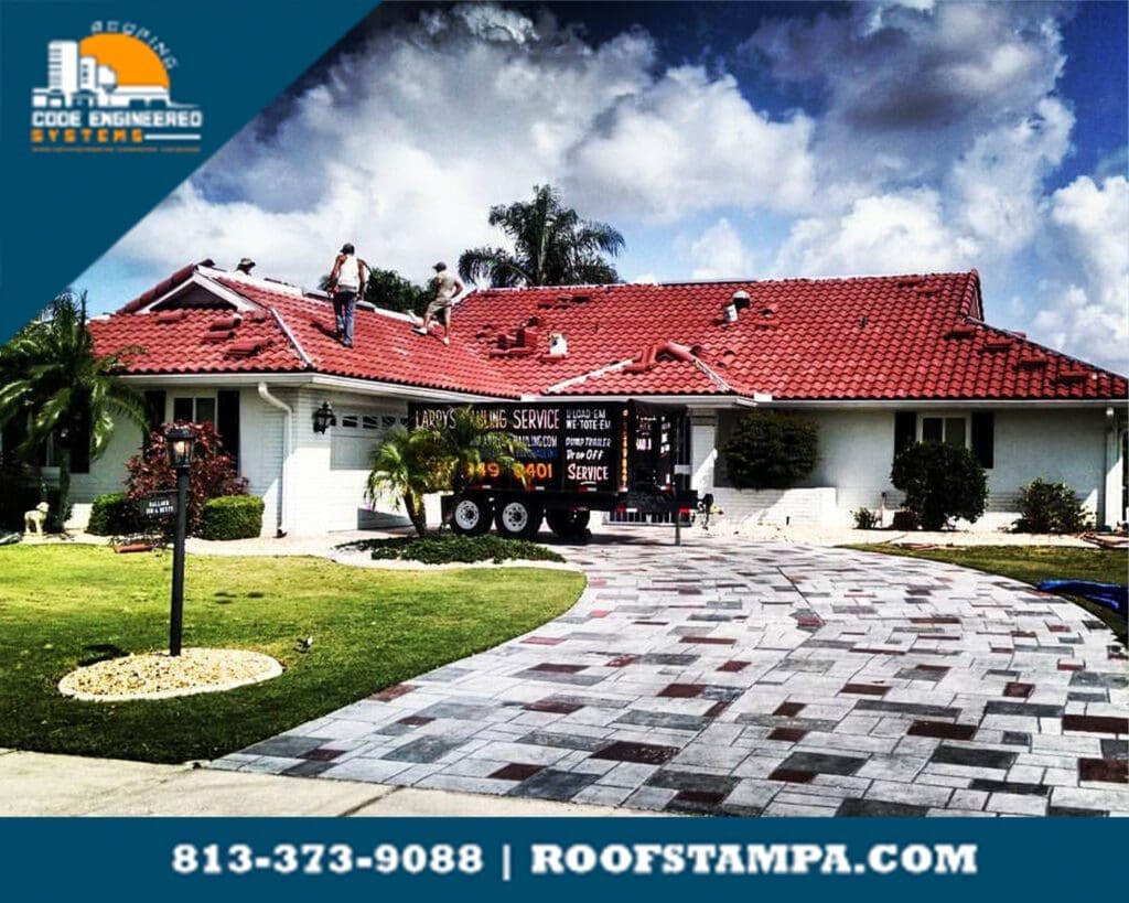 Terra cotta tile roof replacement in Florida.