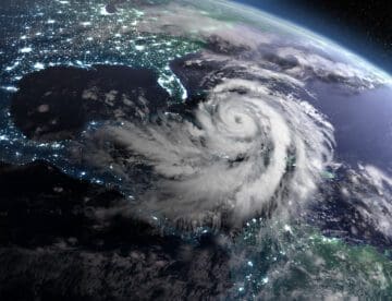Hurricane Approaching Florida at Night